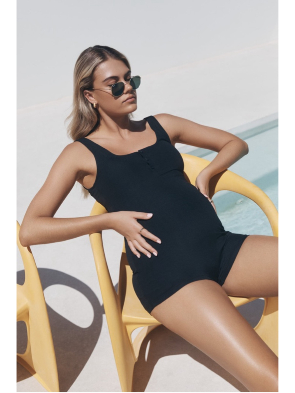 NWT Legoe Heritage Boyleg Swim Onepiece Black Size L Maternity Ribbed Swimsuit
